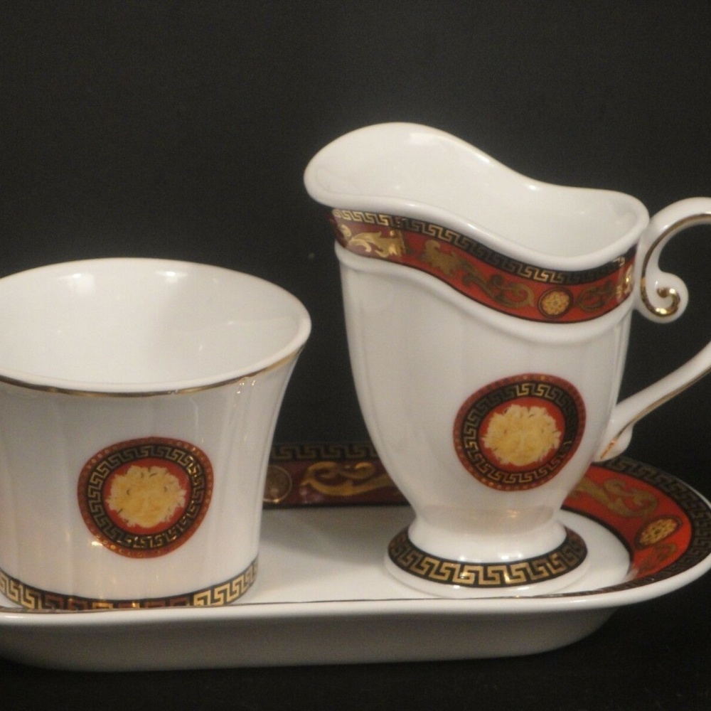 T. Limoges BACCHUS Set 3 Sugar Bowl Creamer Tray